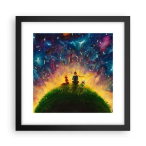 Affisch i svart ram - Kärlek och vänskap - hela världen - 30x30 cm