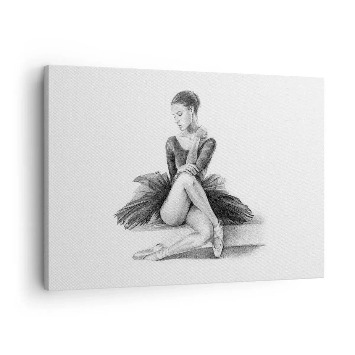 Canvastavla - Bild på duk - En skiss av en ballerina i en subtil, klassisk stil - 70x50cm - Förtrollad av dansen - Modern väggdekoration för vardagsrum och sovrum ARTTOR