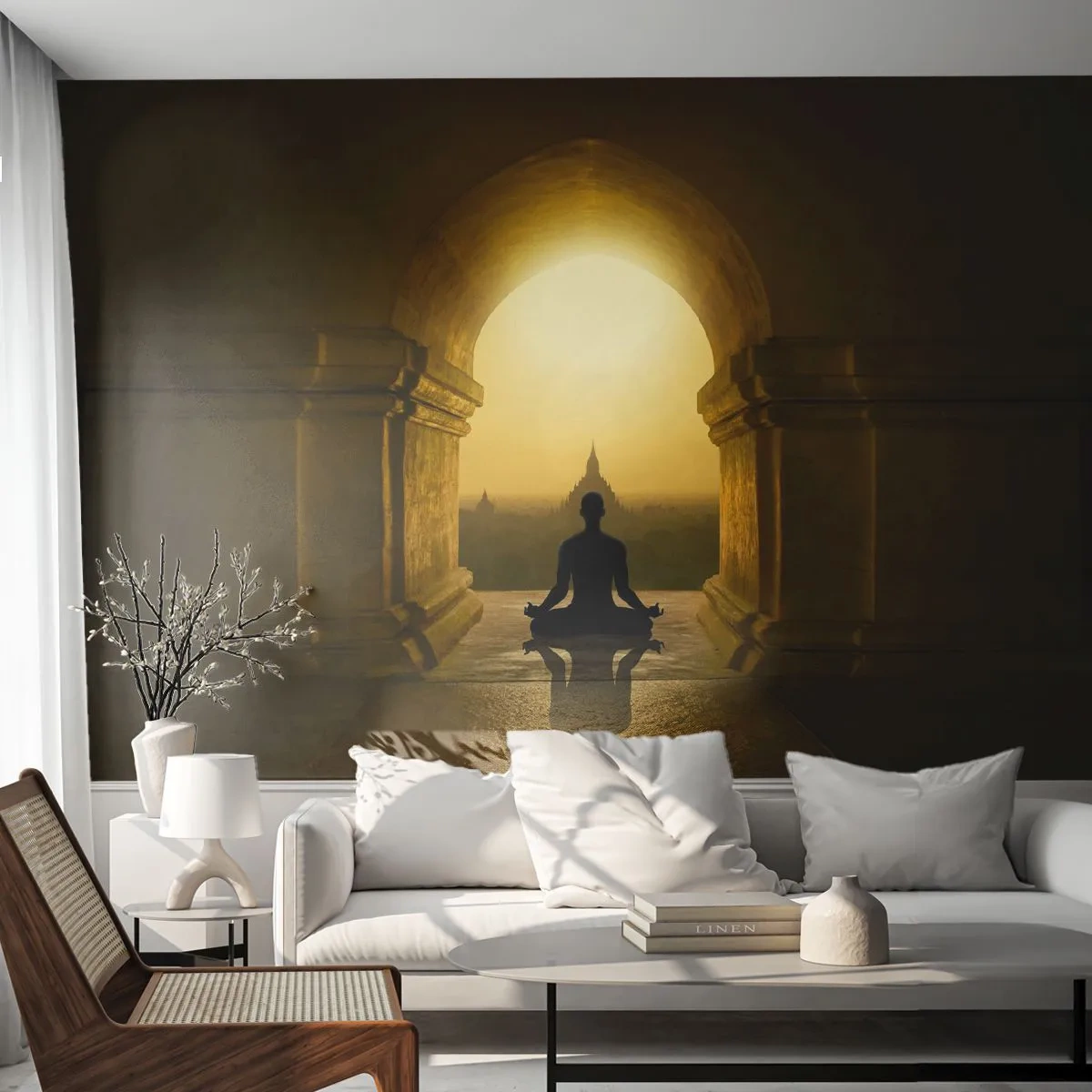 Fototapet Premium Sand - Full harmoni - Meditation, Tempel, Buddha - 350x256 cm