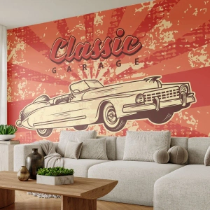 Självhäftande Fototapet Deluxe Sticker - De spelar Elvis på radion - Bil, Cabriolet, Resor - 400x280 cm
