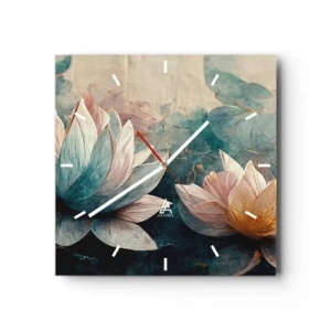 Väggklocka - Klocka på glas - Stjärnor i en sjö - 40x40 cm