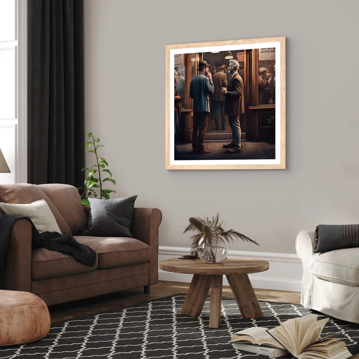 Affisch i ram av ljusek - En bra stund på dagen - 60x60 cm