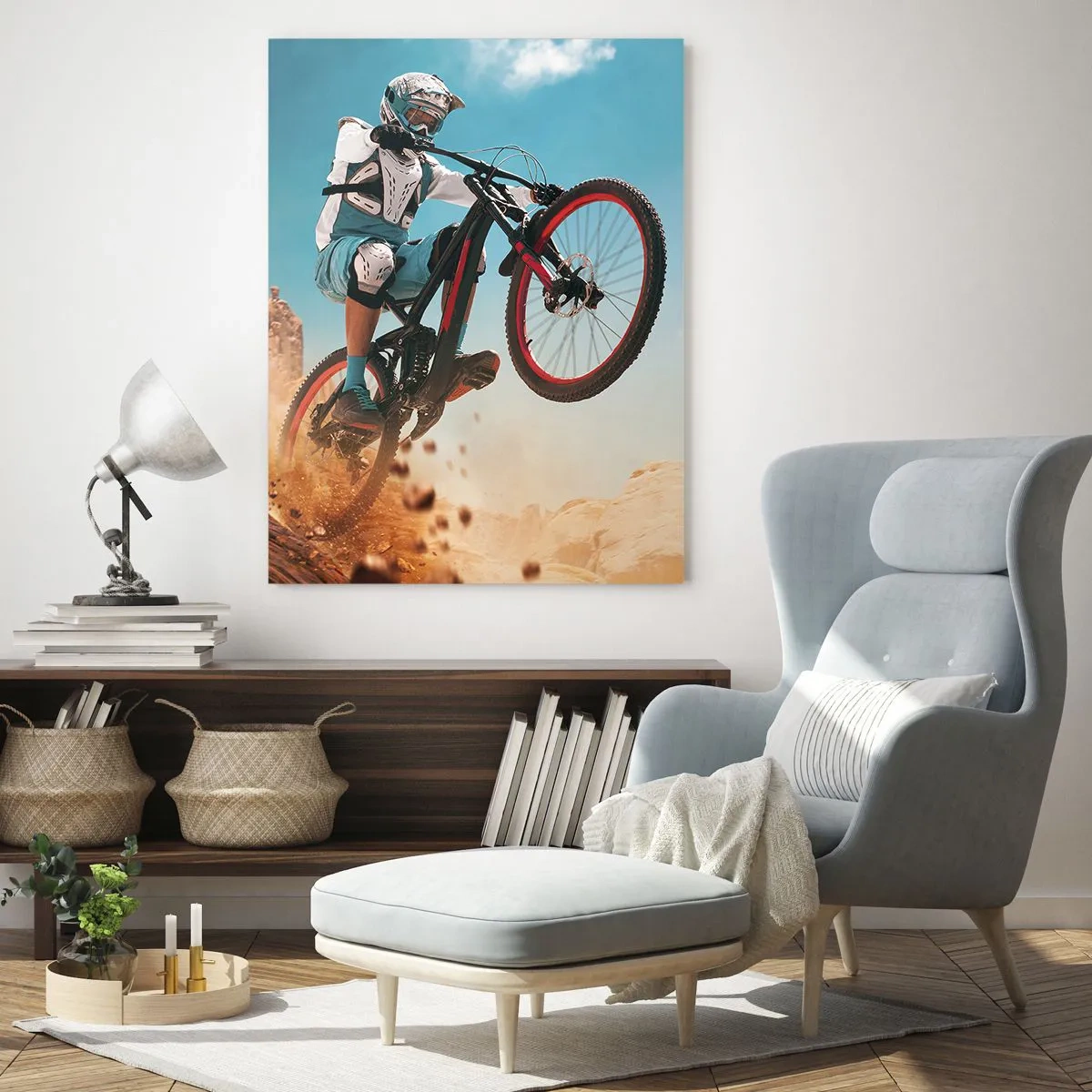 Glastavla - Bild på glas - Cykelgalning - 70x100 cm