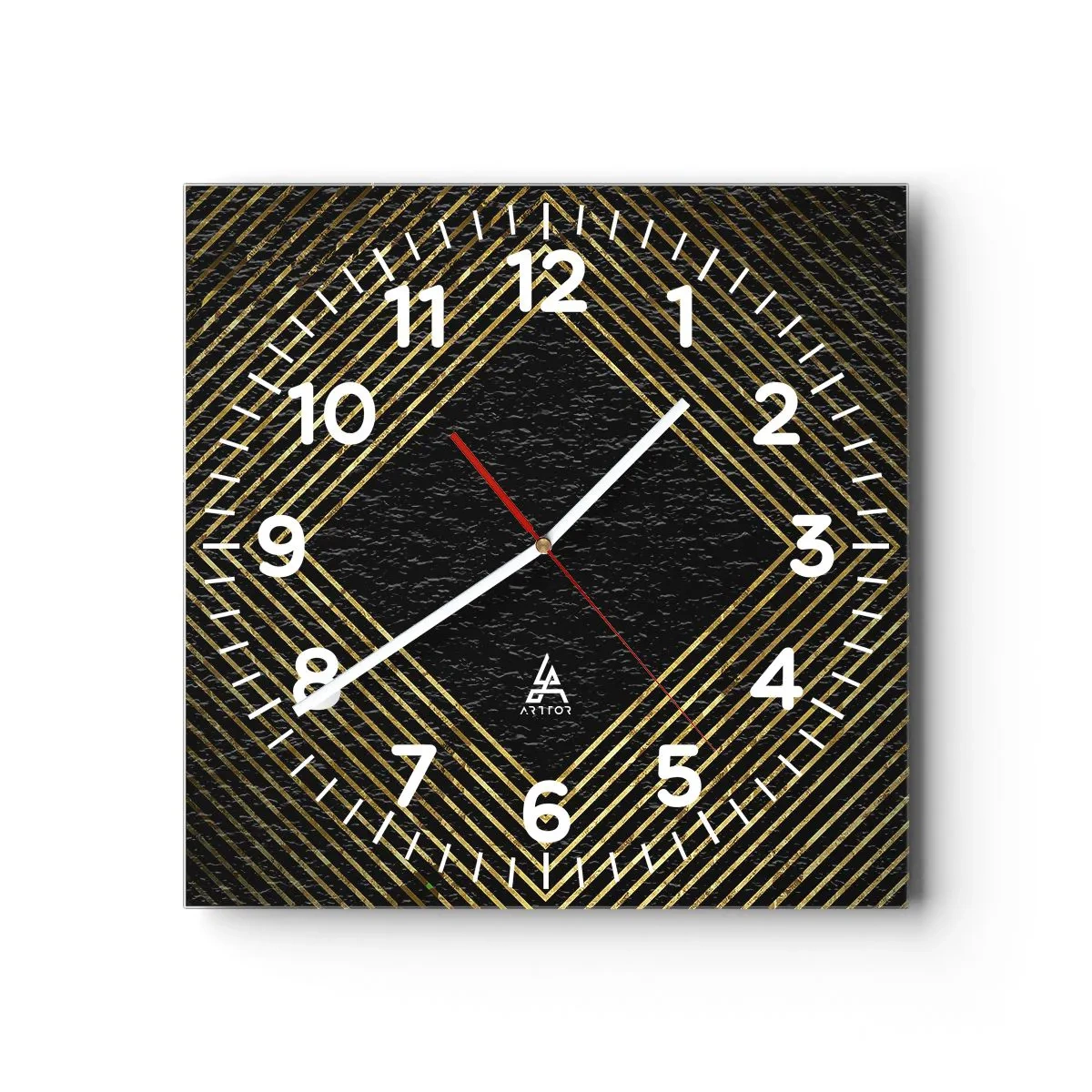 Väggklocka - Klocka på glas - Geometri i glamourstil - 40x40 cm