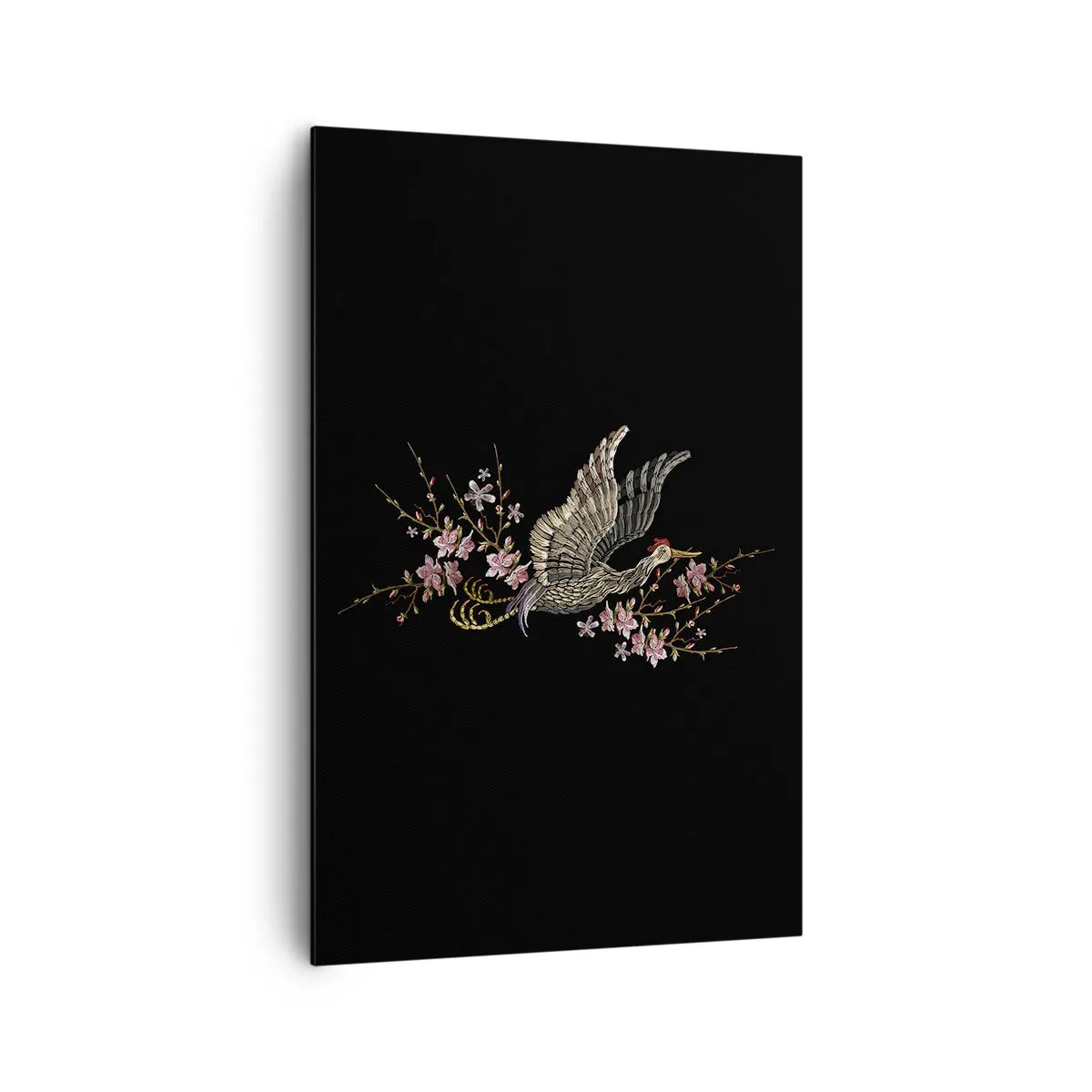 Canvastavla - Bild på duk - Exotisk, broderad fågel - 80x120 cm