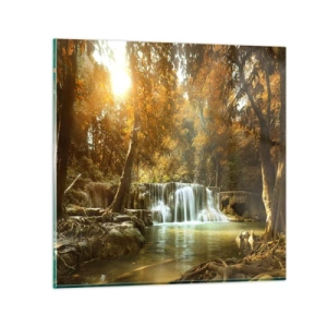 Glastavla - Bild på glas - Parkkaskad - 30x30 cm