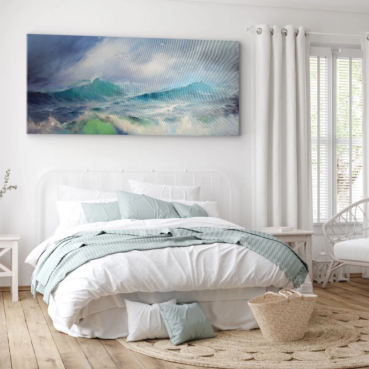 Canvastavla - Bild på duk - "Orkanen vrålade med triumf…' - 90x30 cm