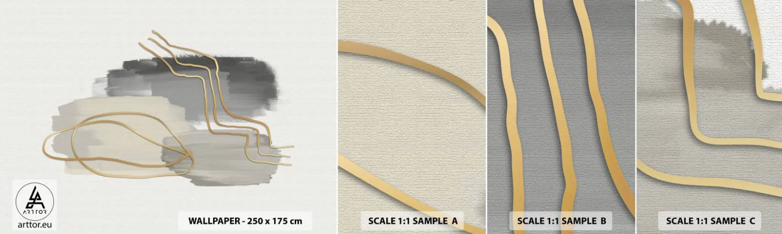 Provbit av självhäftande fototapet Deluxe Sticker - Varaktighet och rörelse - Abstraktion, Bit, Guld - 100x30 cm