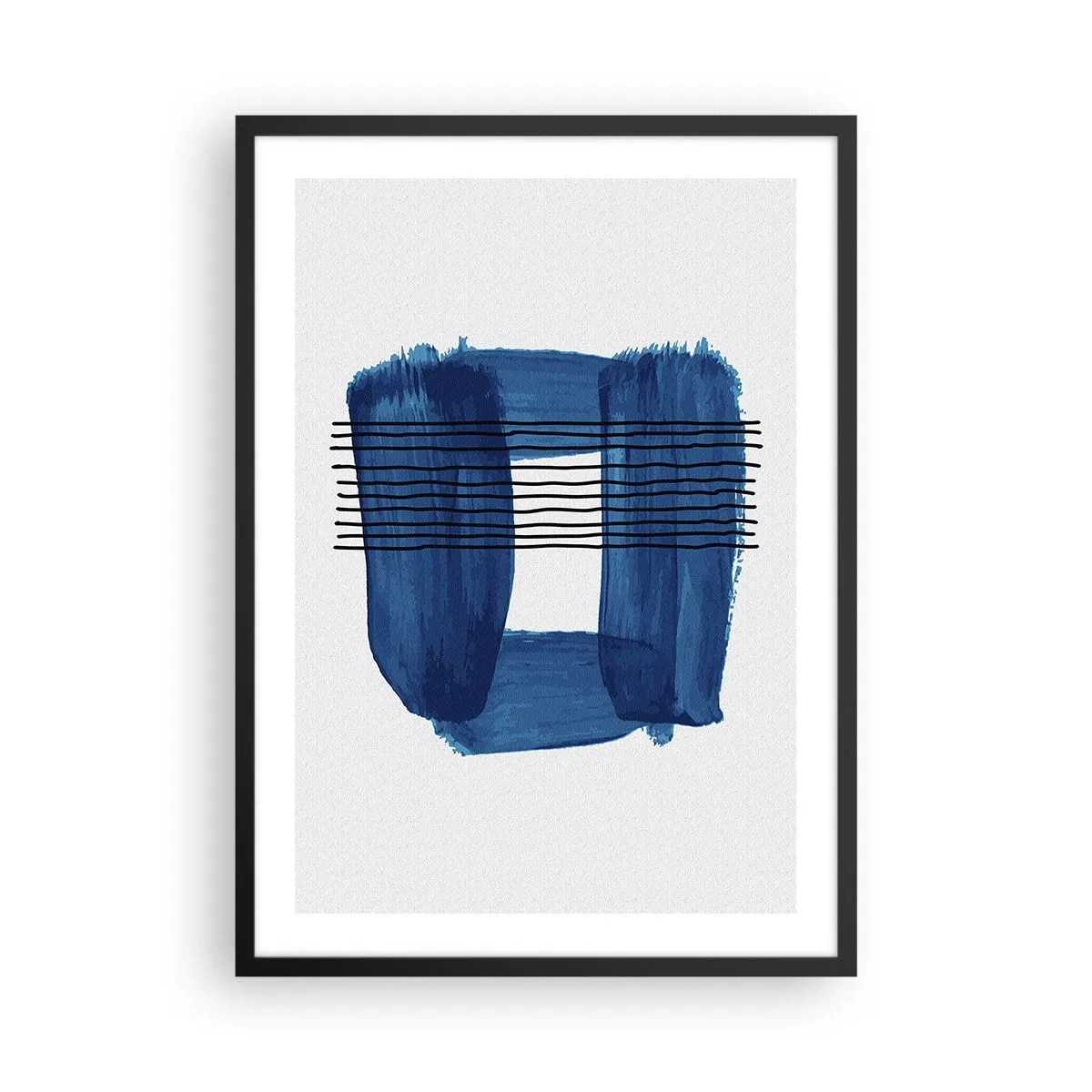 Affisch i svart ram - Abstrakt komposition i nyanser av blått - 50x70cm - Svart-blå komposition - Modern väggdekoration för vardagsrum och sovrum ARTTOR