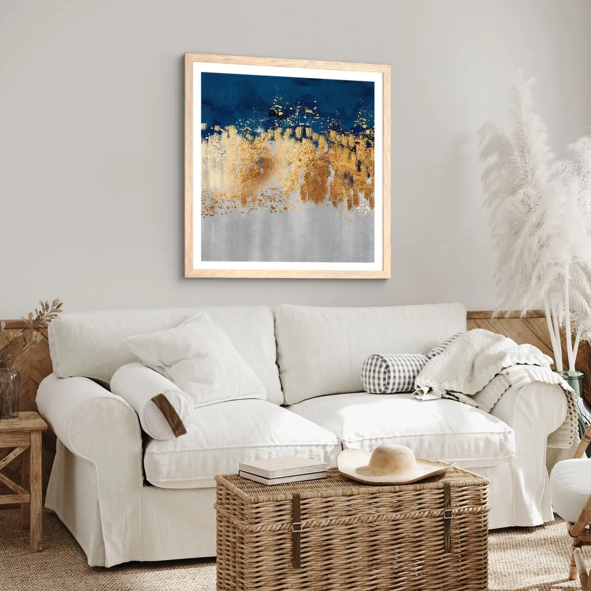 Affisch i ram av ljusek - Modern komposition med blixt - 40x40 cm