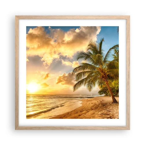 Affisch i ram av ljusek - Evig sommar, alltid semester - 50x50 cm