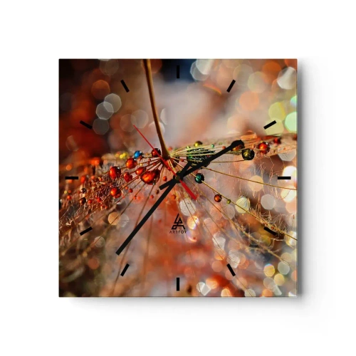 Väggklocka - Klocka på glas - Trädda på spindelnät - 30x30 cm