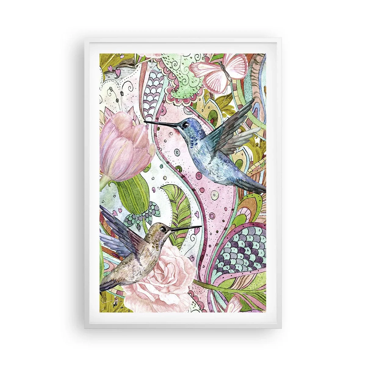 Affisch i vit ram - Inbäddade i klätterväxter - 61x91 cm