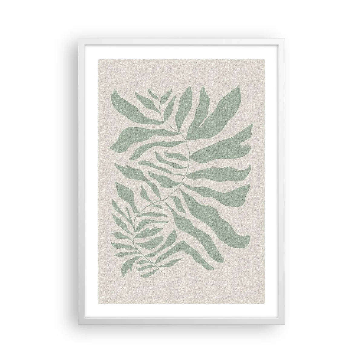 Affisch i vit ram - Smaragdgrön gren - 50x70 cm