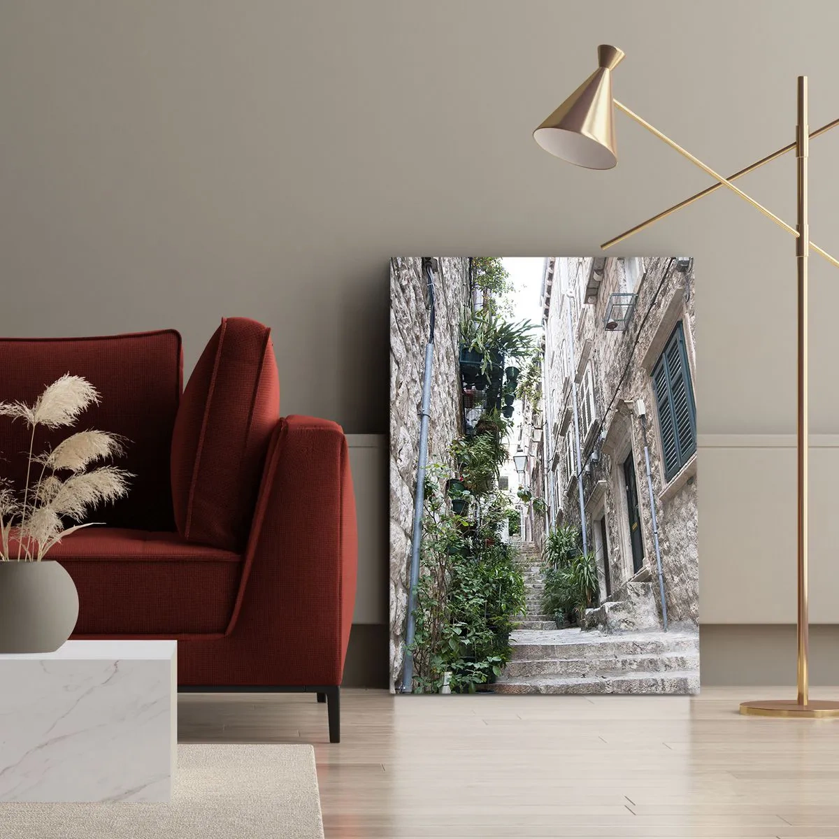 Canvastavla - Bild på duk - Gamla stans charm - 55x100 cm