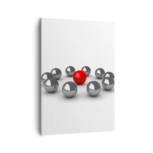Canvastavla - Bild på duk - Ring i silver och röd - 50x70 cm