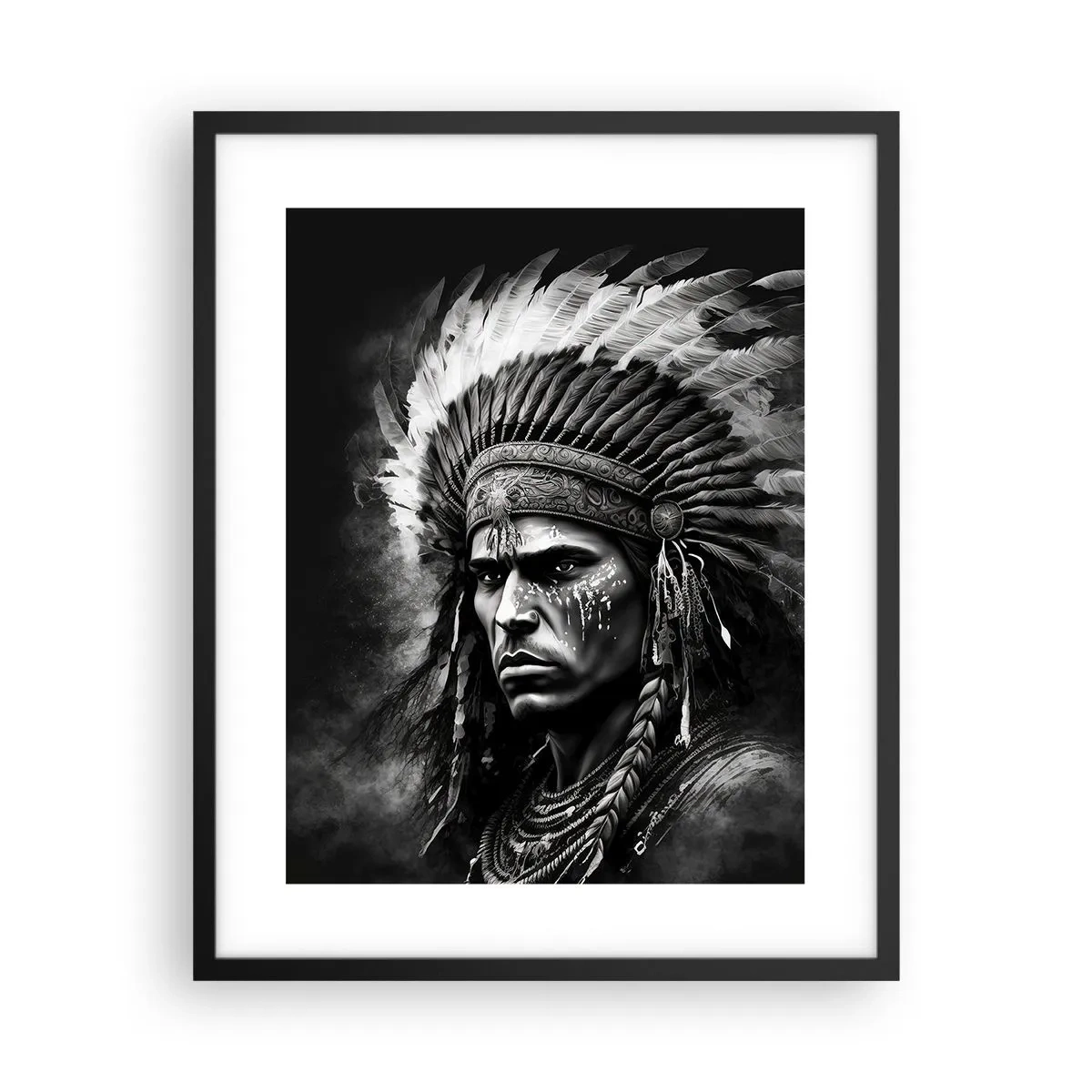 Affisch i svart ram - Hövding och krigare - 40x50 cm
