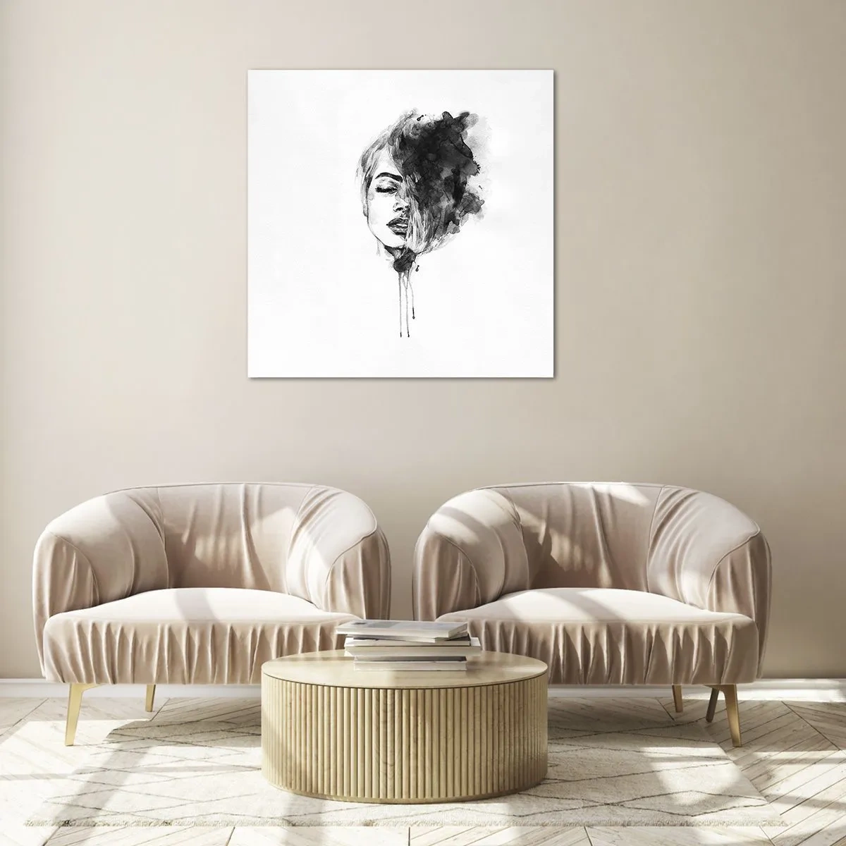 Glastavla - Bild på glas - Vad flickan drömmer om - 60x60 cm