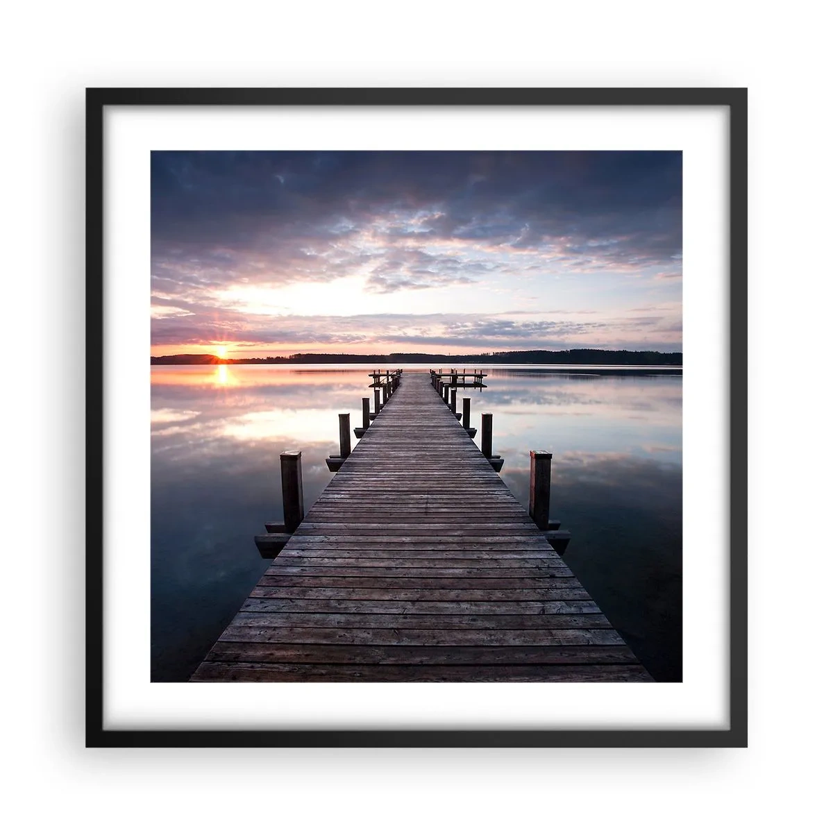 Affisch i svart ram - Den tysta gränsen mellan dag och natt - 50x50 cm