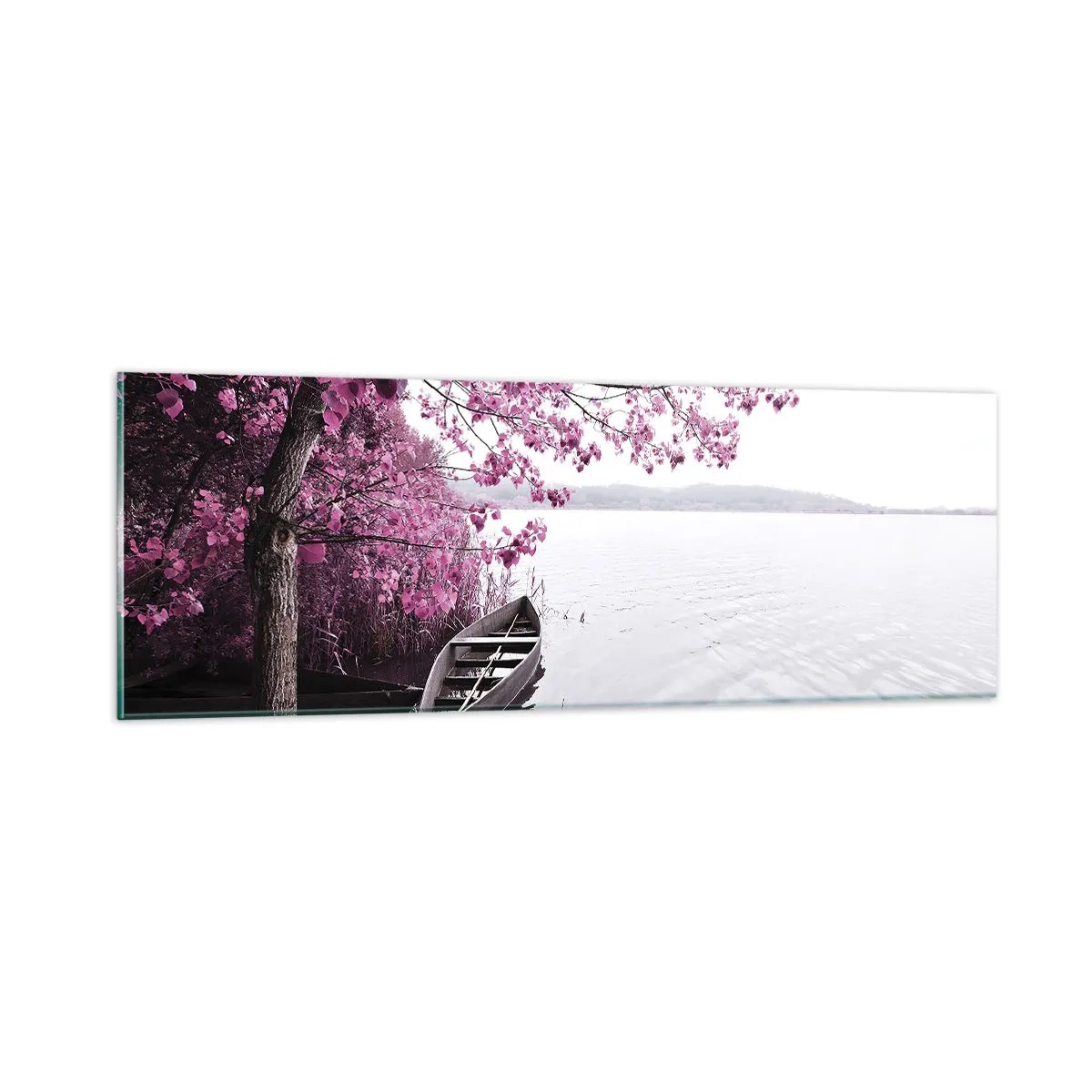 Glastavla - Bild på glas - I rosa tystnad - 90x30 cm