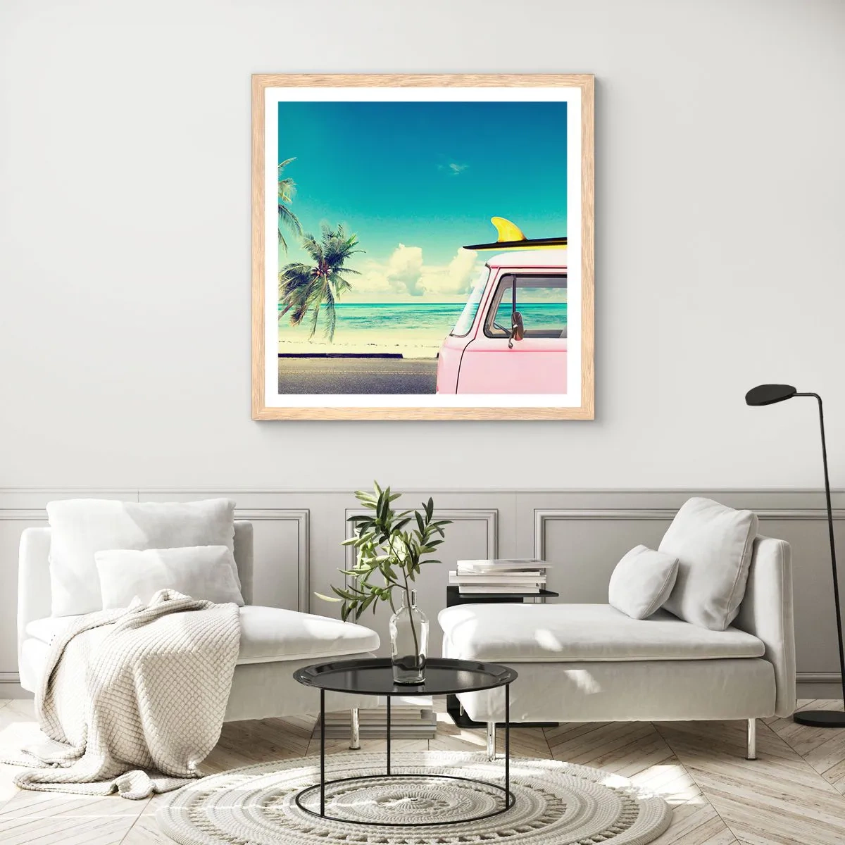 Affisch i ram av ljusek - Dags att börja semester - 40x40 cm