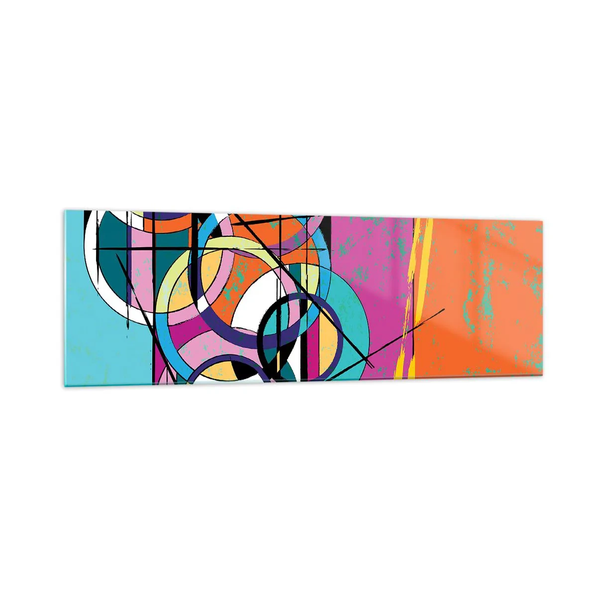 Glastavla - Bild på glas - Hjul efter hjul - 160x50 cm