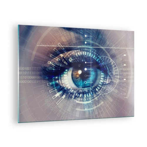 Glastavla - Bild på glas - Ett digitalt öga med ett futuristiskt teknologi- och datatema - 70x50cm - Du tror att du känner mig - Modern väggdekoration för vardagsrum och sovrum ARTTOR