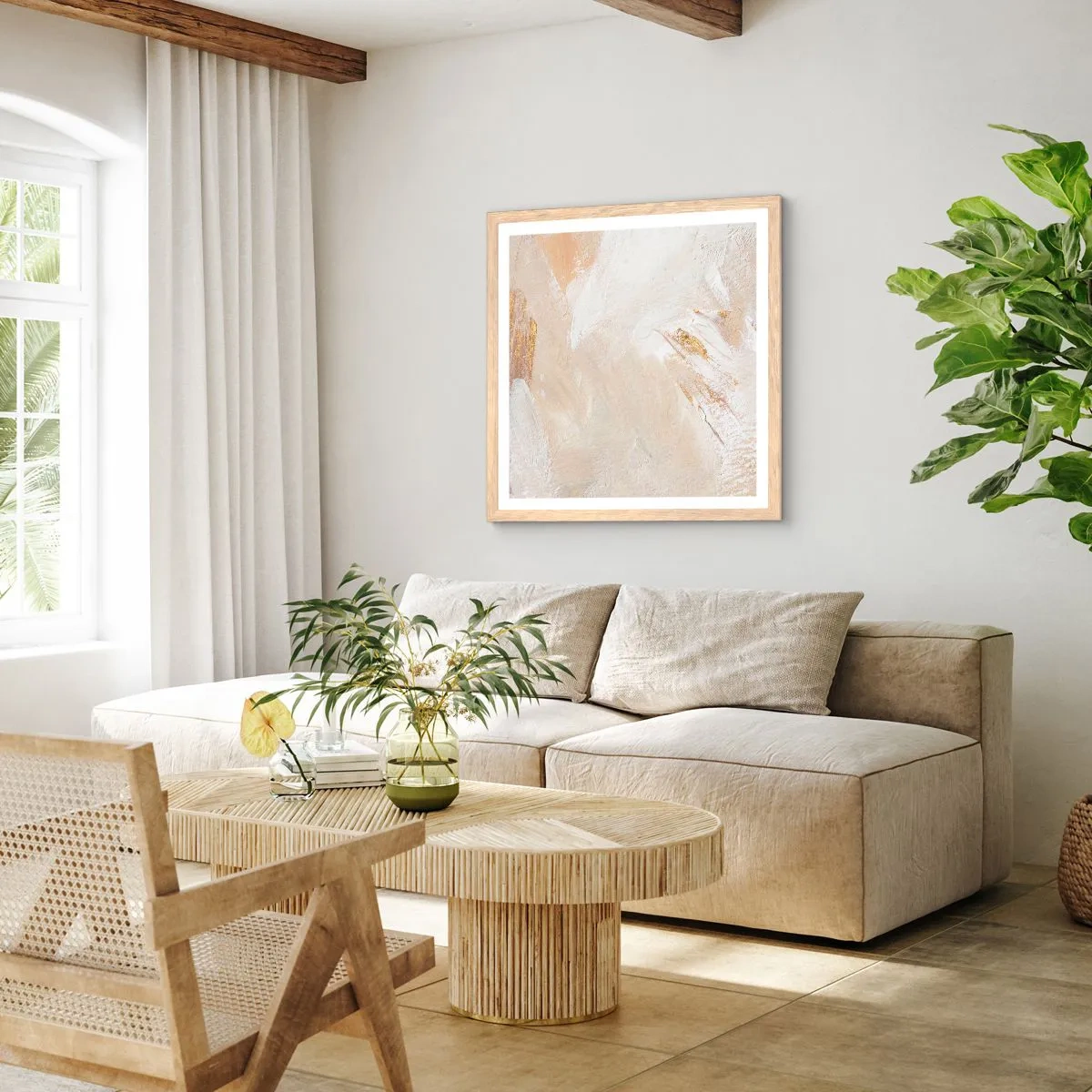 Affisch i ram av ljusek - Pastellfärgad komposition - 40x40 cm