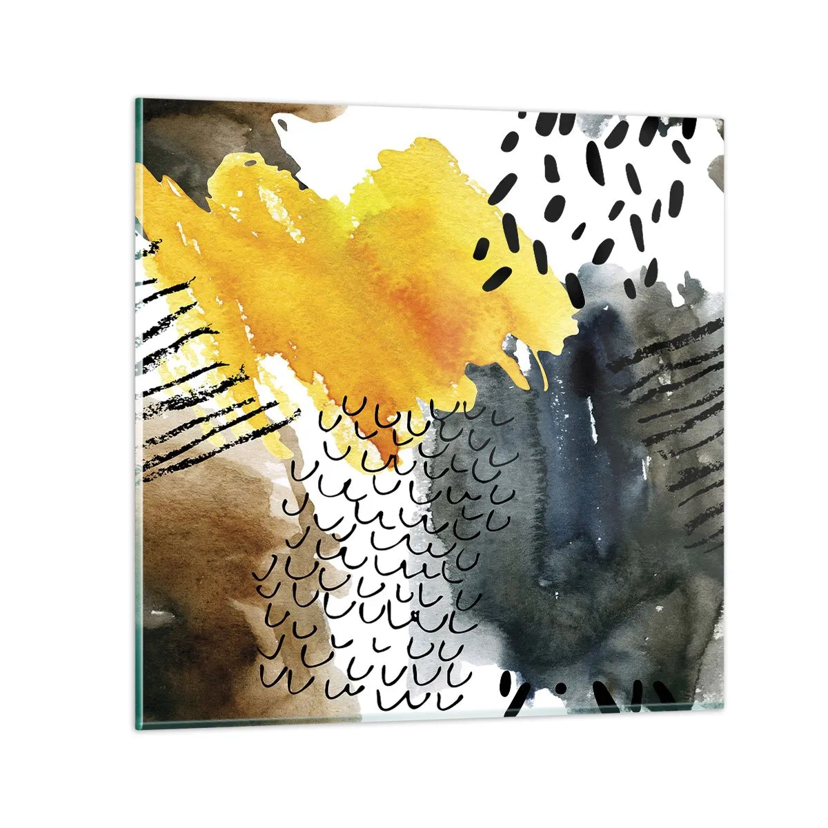 Glastavla - Bild på glas - Elementens möte - 70x70 cm