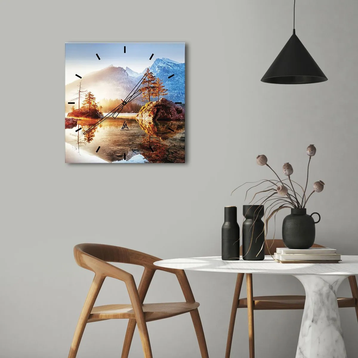 Väggklocka - Klocka på glas - Naturen i ett nytt ljus - 40x40 cm