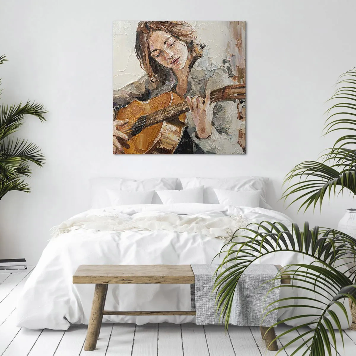 Canvastavla - Bild på duk - Konsert för gitarr och en flickas hjärta - 60x60 cm