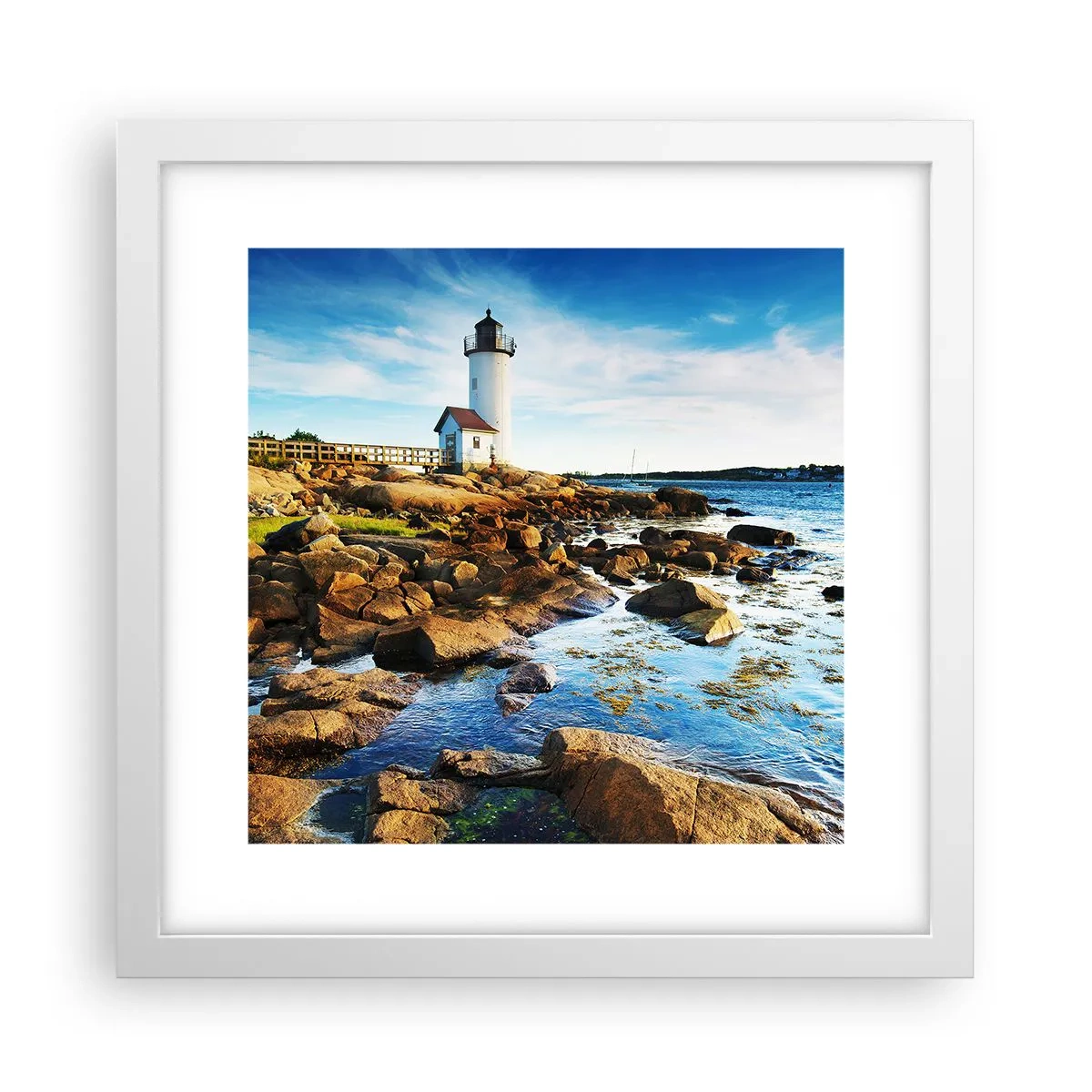 Affisch i vit ram - Kom lyckligt tillbaka, jag väntar - 30x30 cm