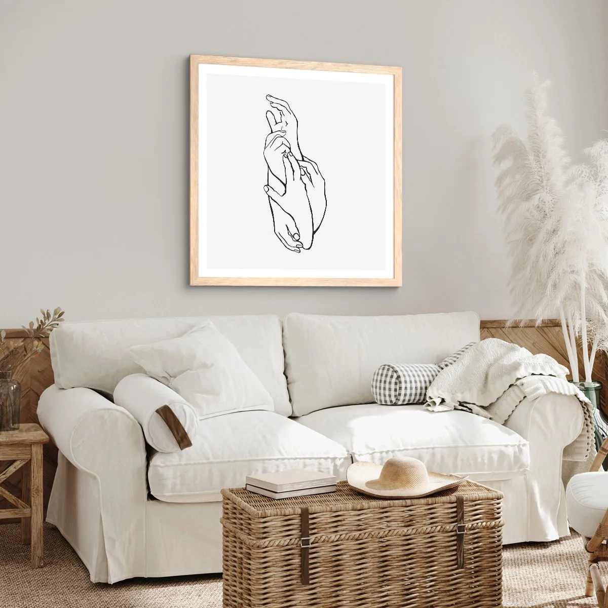 Affisch i ram av ljusek - Hand i hand - 50x50 cm