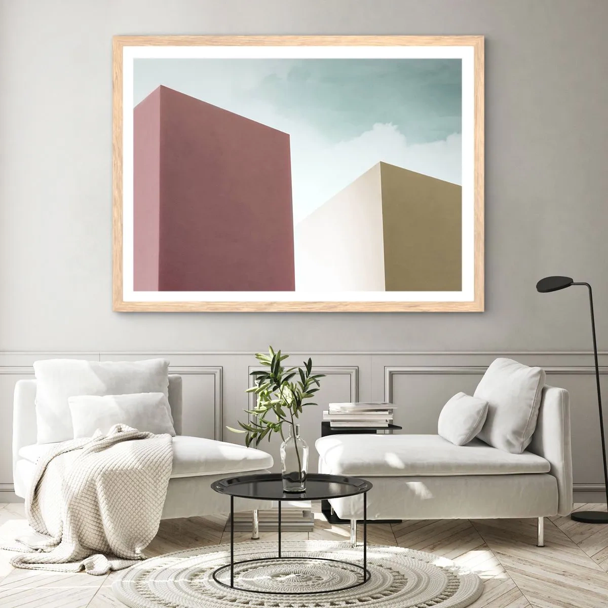Affisch i ram av ljusek - Geometri av en solig sommar - 100x70 cm