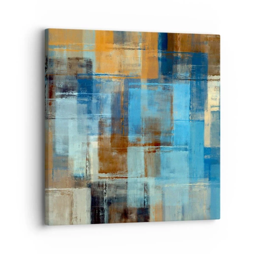 Canvastavla - Bild på duk - Genom blåa gardinen - 30x30 cm