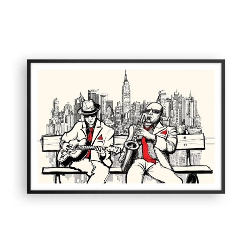 Affisch i svart ram - New Yorks improvisation - 91x61 cm