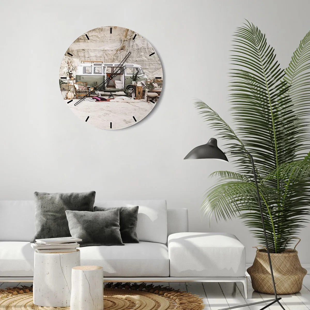 Väggklocka - Klocka på glas - Dags att börja resan - 40x40 cm