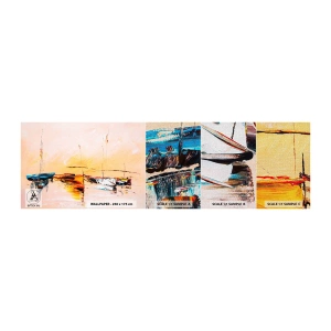 Provbit av fototapet Premium Canvas - En kväll i hamnen - Båtar, Segelbåtar, Bit - 100x30 cm