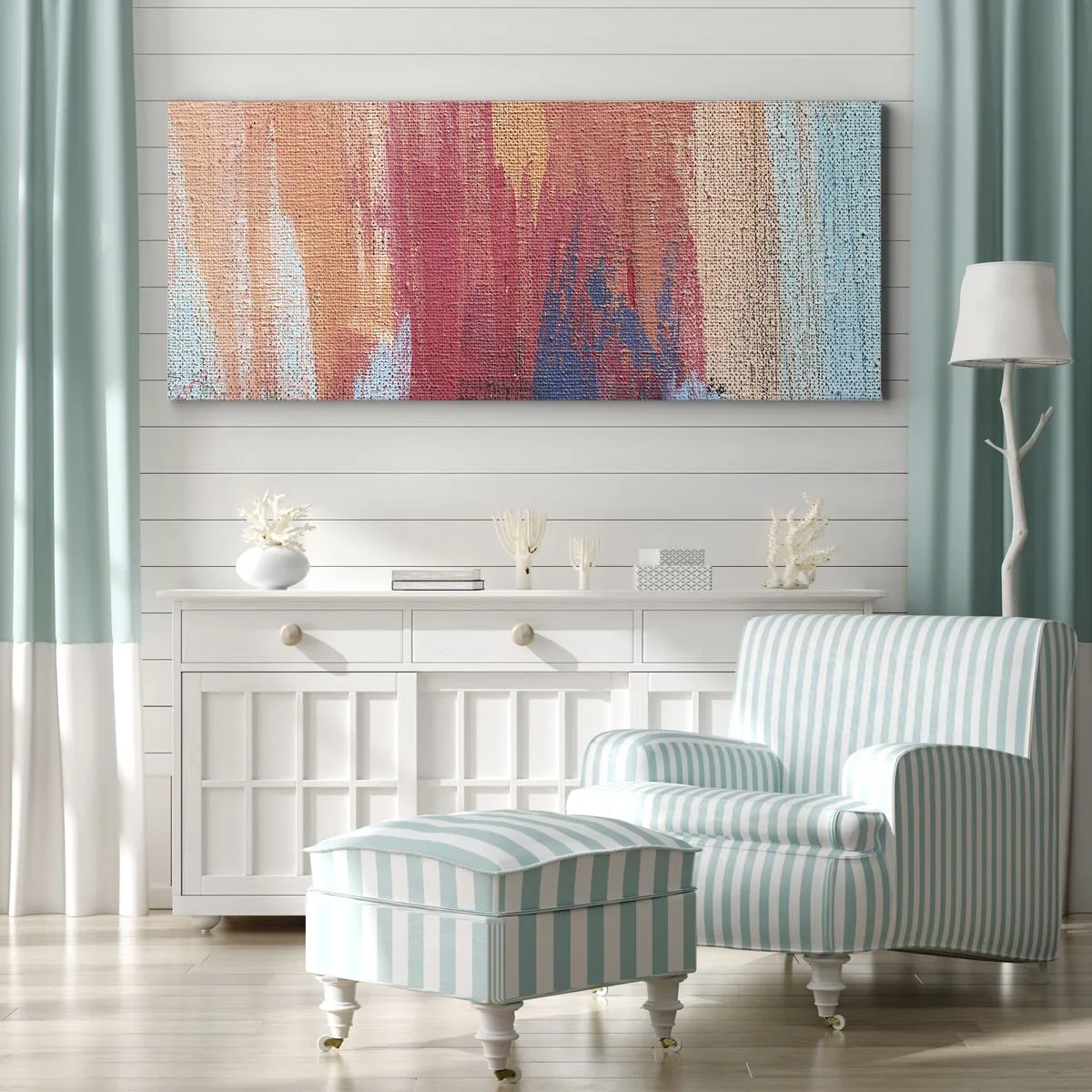 Canvastavla - Bild på duk - Rinnande regnbåge - 120x50 cm