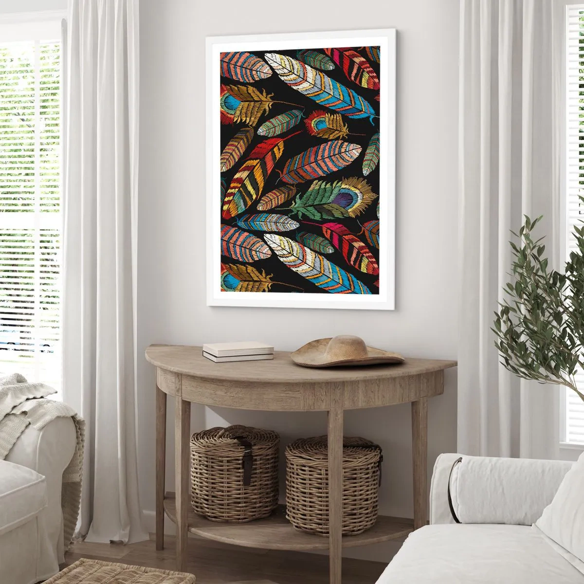 Affisch i vit ram - Fågelkarneval - 70x100 cm