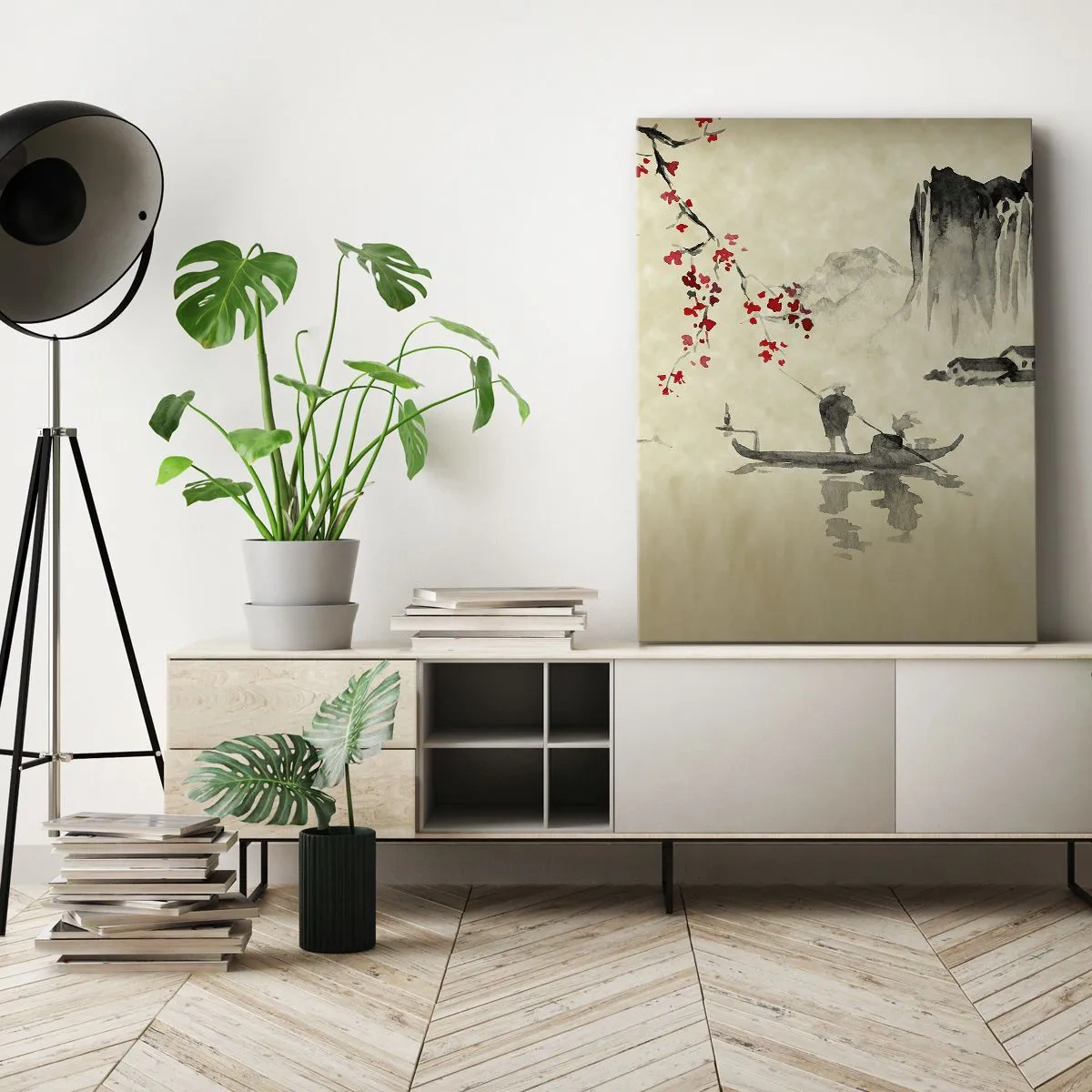 Canvastavla - Bild på duk - I det blommande körsbärslandet - 50x70 cm