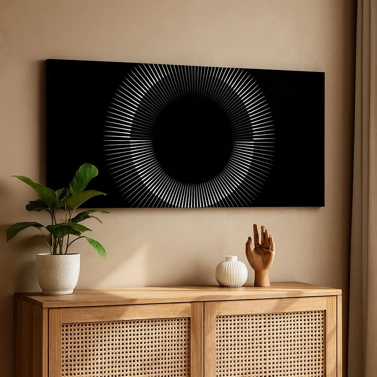 Canvastavla - Bild på duk - Svart sol - 100x40 cm