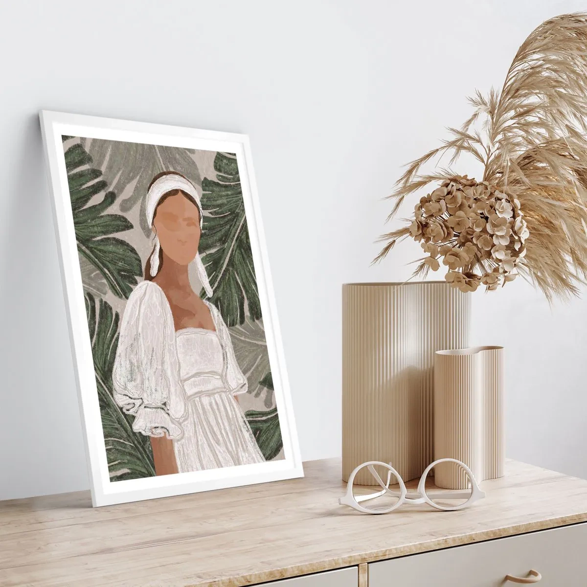 Affisch i vit ram - Exotiskt porträtt - 30x40 cm