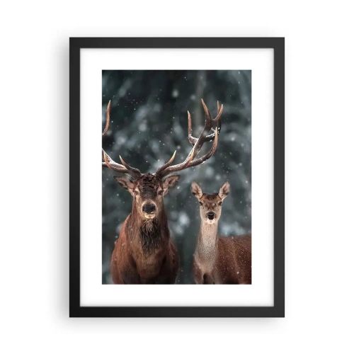 Affisch i svart ram - Skogens herre med hustrun - 30x40 cm