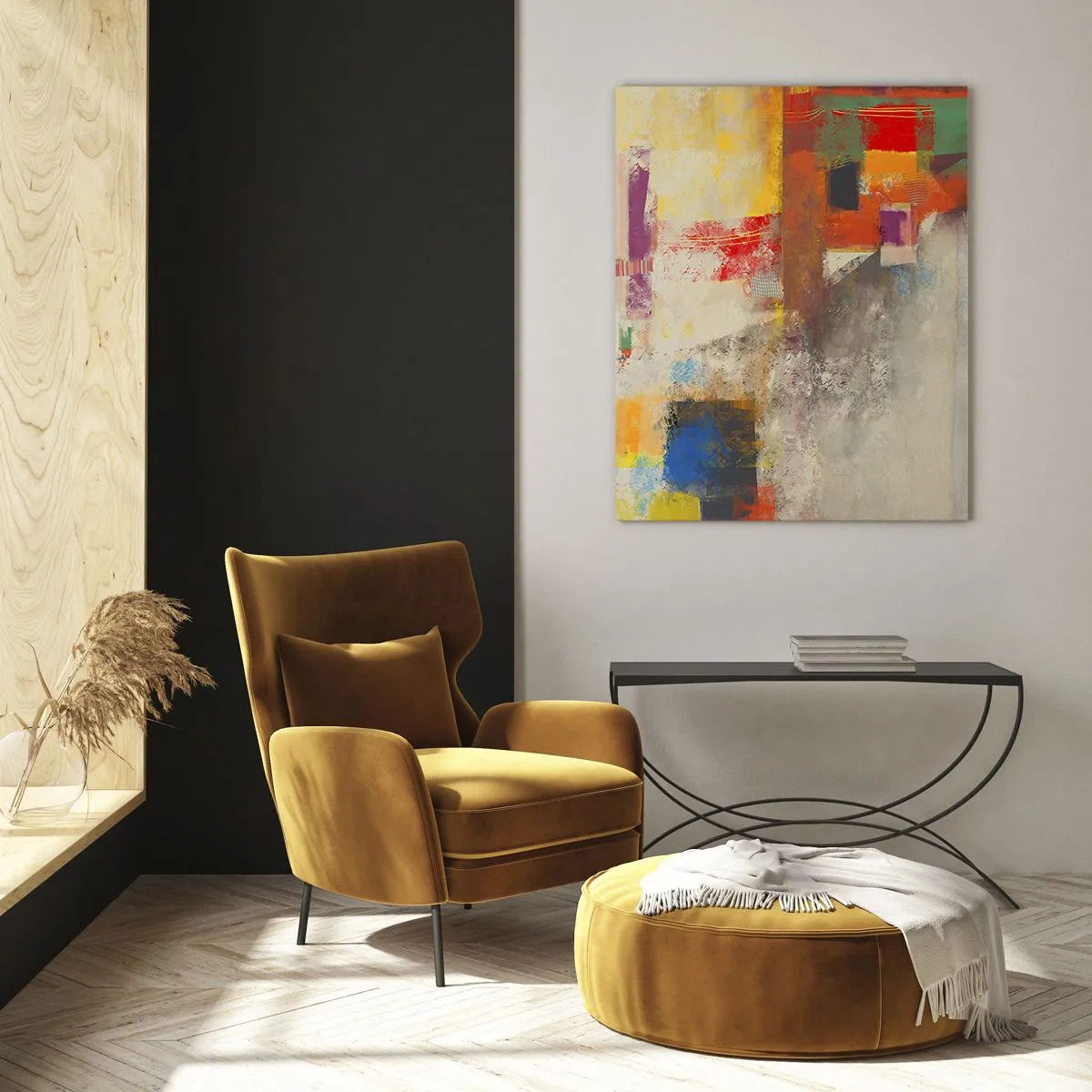 Glastavla - Bild på glas - Färgernas geometri - 50x70 cm