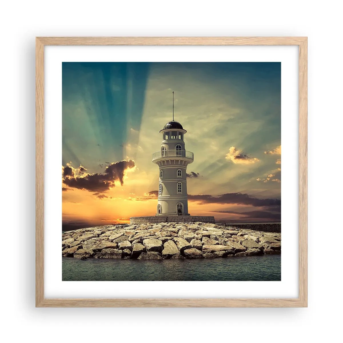 Affisch i ram av ljusek - Ljus - Godhet - Skönhet - 50x50 cm