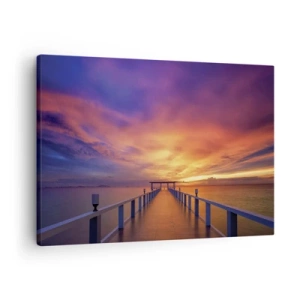 Canvastavla - Bild på duk - En brygga som leder ut till havet under solnedgången - 70x50cm - Utan ände - Modern väggdekoration för vardagsrum och sovrum ARTTOR