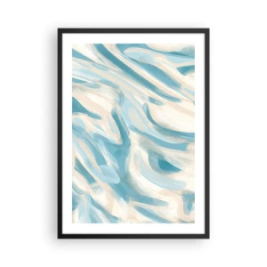 Affisch i svart ram - Abstrakta vågor i blå och beige nyanser - 50x70cm - Vårvindar - Modern väggdekoration för vardagsrum och sovrum ARTTOR