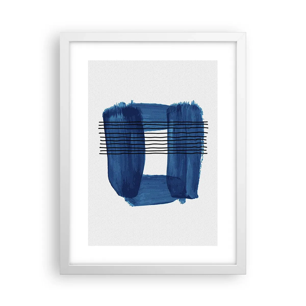 Affisch i vit ram - Svart-blå komposition - 30x40 cm