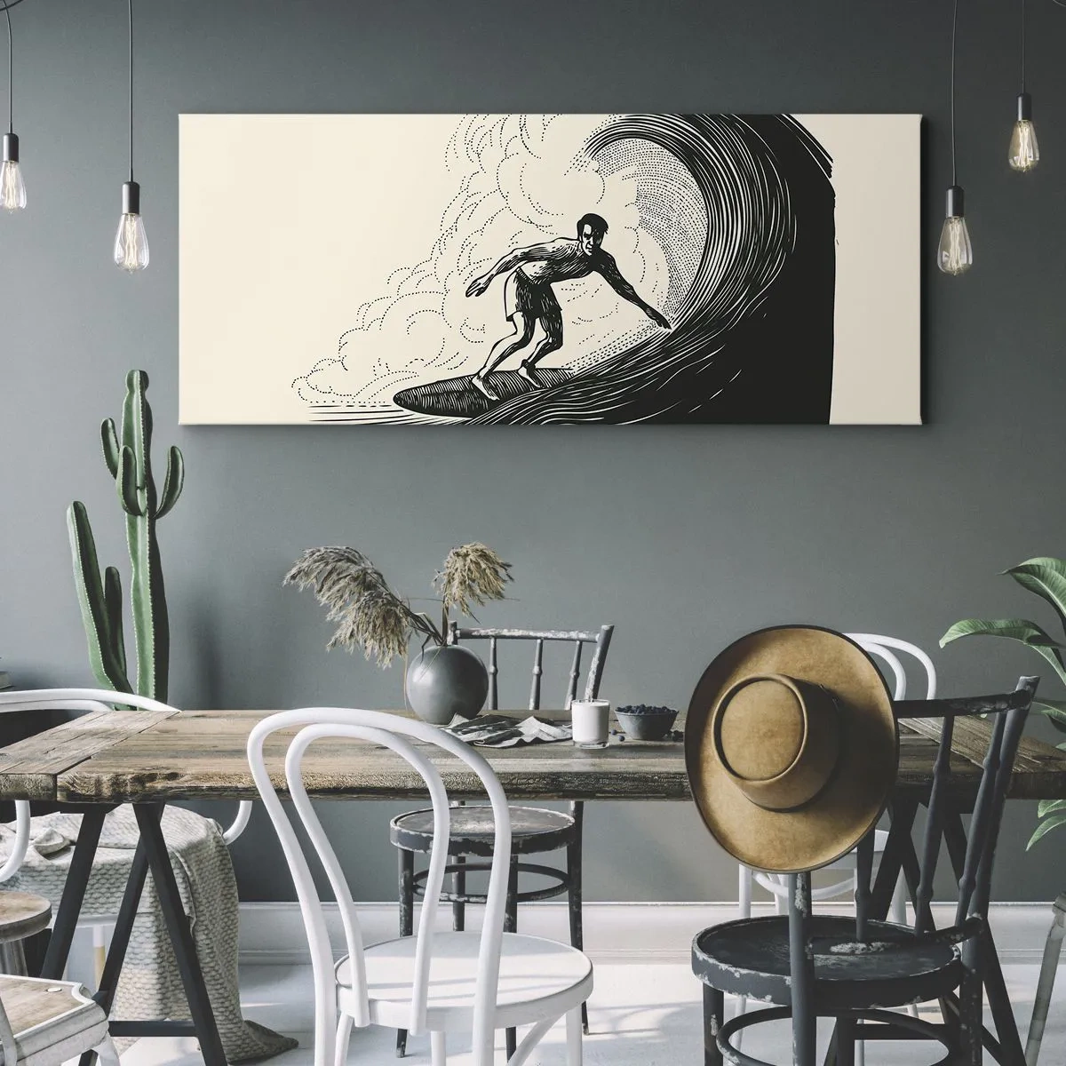 Canvastavla - Bild på duk - Vågens kung - 100x40 cm